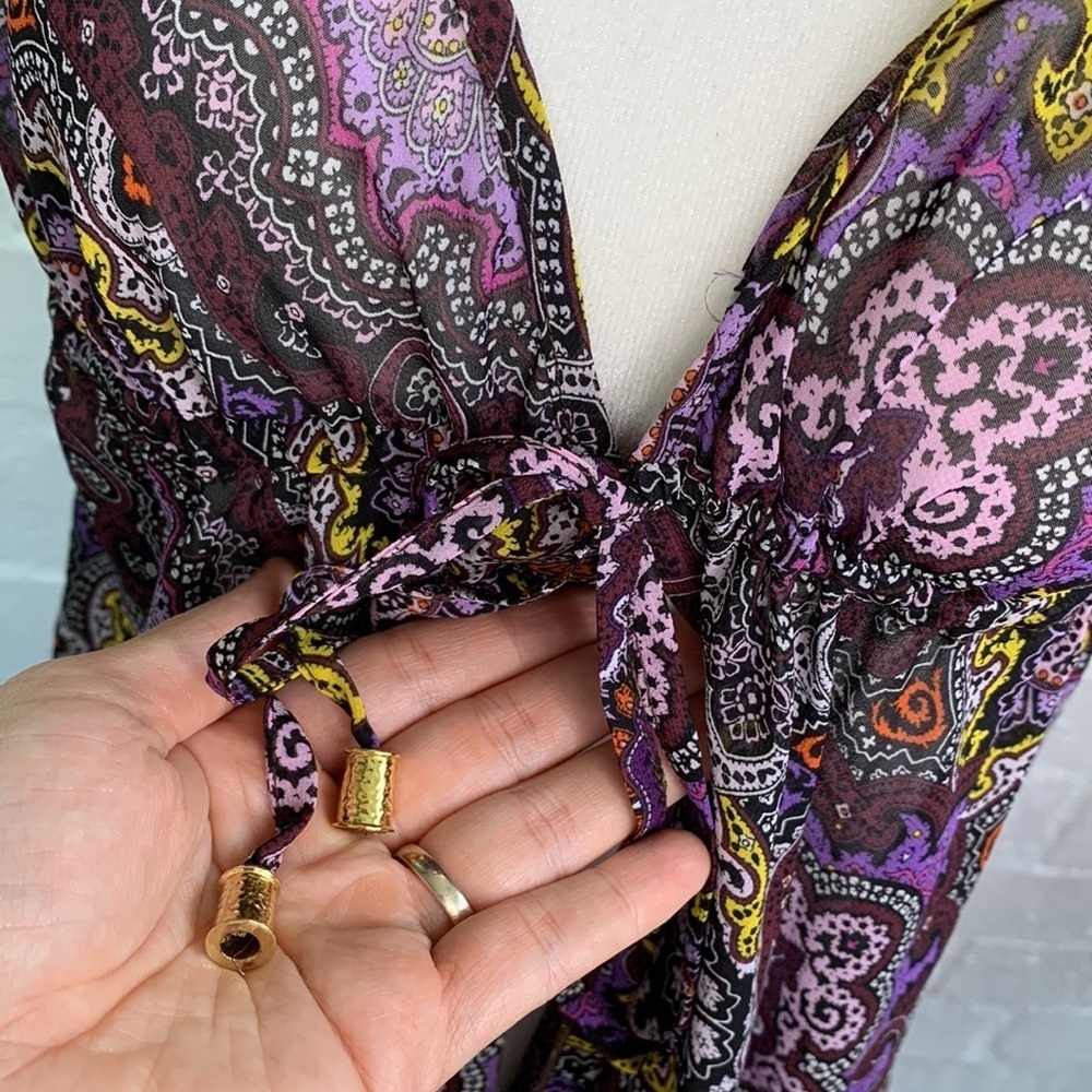Victoria's Secret Paisley Purple Tie Loose Sexy Swim Cover Up sz M/L - Picture 5 of 9